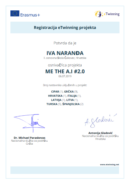 eTwinning projekt ME THE A.I #2.0